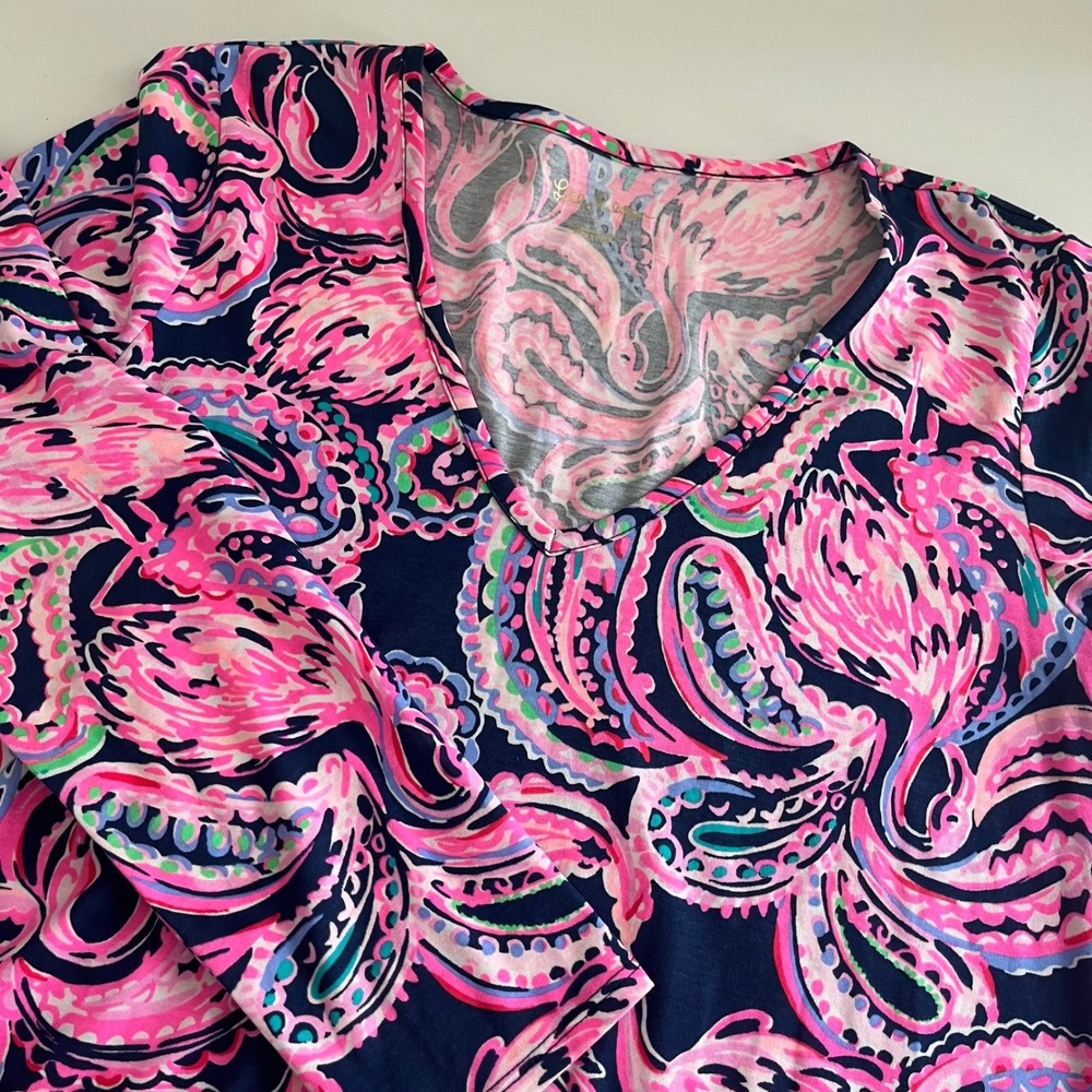 Lilly Pulitzer Long Sleeve Etta Dress High Tide Navy Flock To the Top Small prep